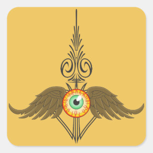 Flying Eyeball Pinstripe Square Sticker