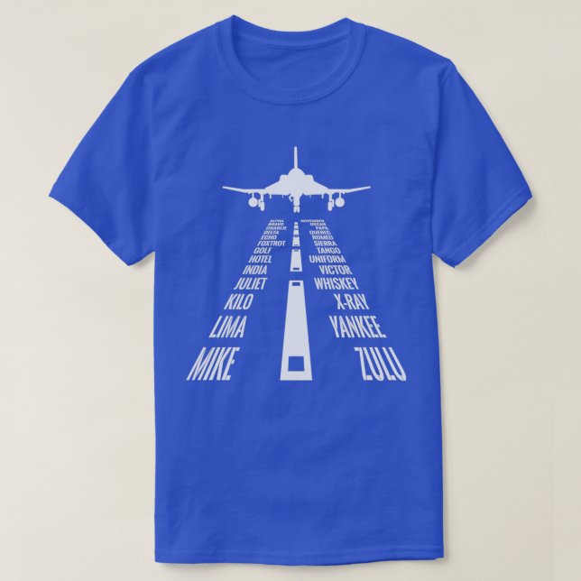 Flying F4 Phantom Pilot Phonetic Alphabet Runway F T-Shirt (Design Front)