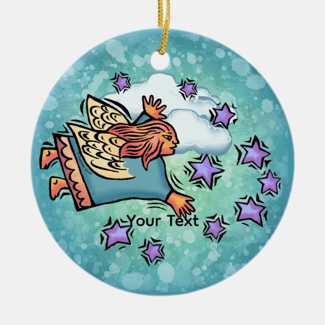 Flying Fairy  Ceramic Ornament (Front)
