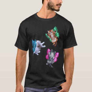 Flying Fairy Kittens with Butterfly Wings, Cute Fa T-Shirt