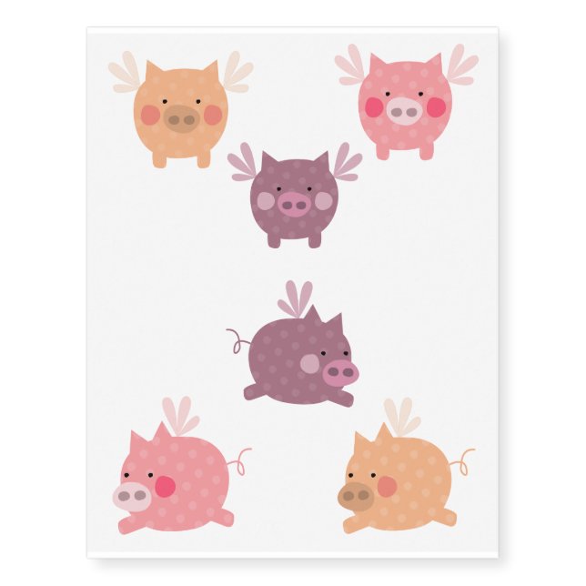Flying Fairy Pigs Tempory Tattoos (Front)