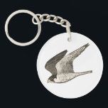 Flying Falcon Colored Pencil art on white Keychain<br><div class="desc">This flying falcon is drawn in colored pencil and looks cool on a keychain! Check out my shop for more, </div>