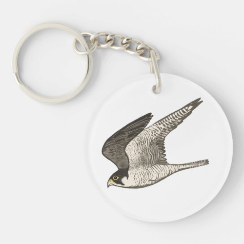 Flying Falcon Colored Pencil art on white Keychain