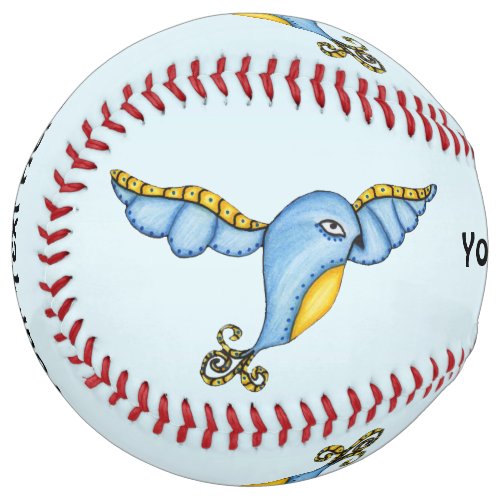 Flying Fantasy Bluebirds Yellow Scrolled Tail Softball