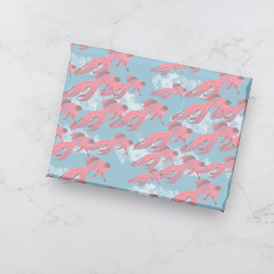 Flying Fish, Coral Colored Beta Fish Blue Sky Wrapping Paper Sheets
