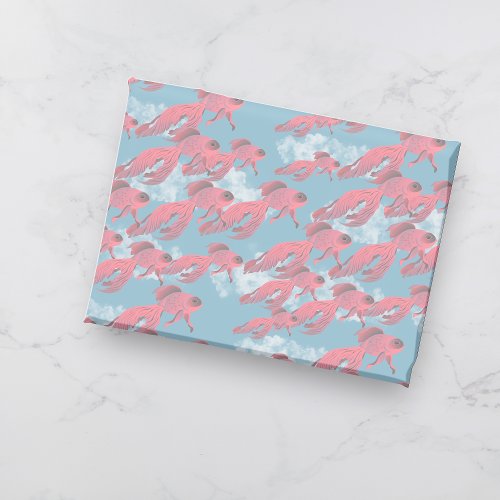 Flying Fish Coral Colored Beta Fish Blue Sky Wrapping Paper Sheets