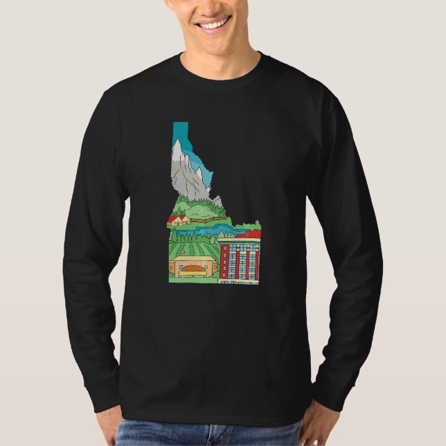 Flying Fish  Fisherman Fishing Idaho State Map T-Shirt (Front)