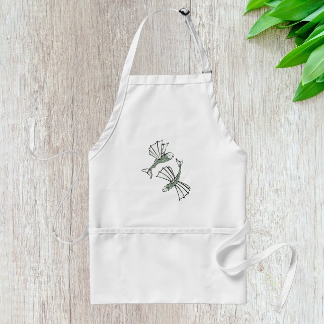 Flying Fish Hand Drawn Ocean Creature Adult Apron (Creator Uploaded)