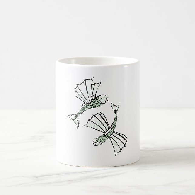 Flying Fish Hand Drawn Ocean Creature Coffee Mug (Creator Uploaded)