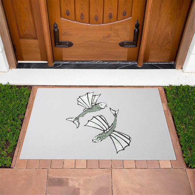 Flying Fish Hand Drawn Ocean Creature Doormat (Creator Uploaded)