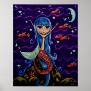 Flying Fish Mermaid Poster