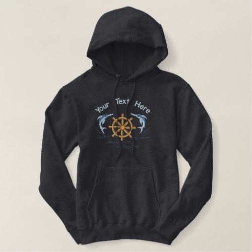 Flying Fish  Wheel Embroidered Hoodie