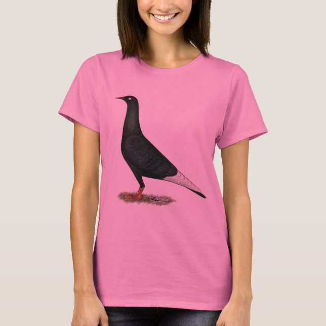 Flying Flight Black Pigeon T-Shirt (Front)