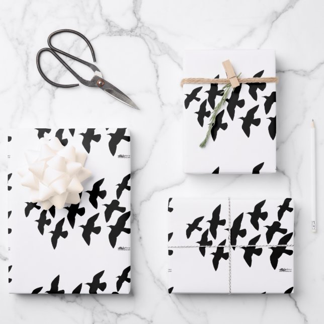 Flying Flight Pigeons Wrapping Paper Sheets (Front)