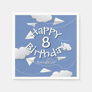 flying folded paper airplanes birthday napkins