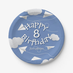 flying folded paper airplanes kids birthdays plates