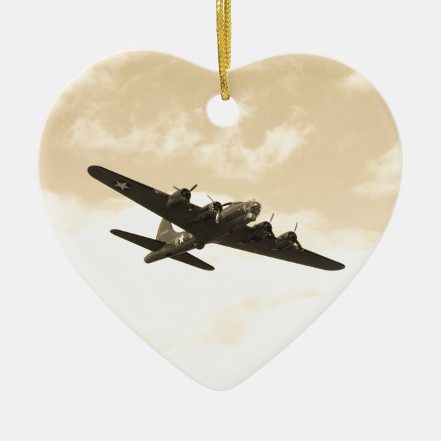 Flying Fortress In Flight Ceramic Ornament (Front)