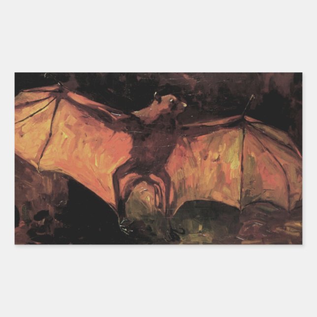 Flying Fox Bat by Vincent van Gogh Rectangular Sticker (Front)