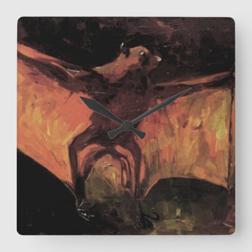 Flying Fox Bat by Vincent van Gogh Square Wall Clock