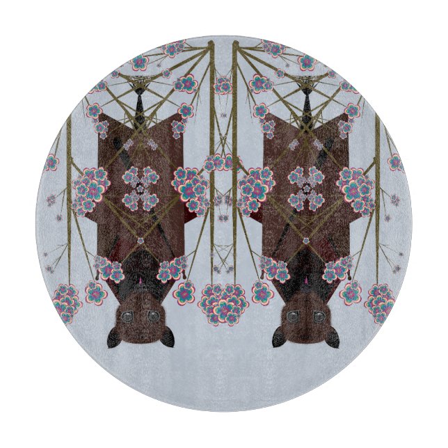 Flying Fox Sky Blue Round Glass Cutting Board (Front)