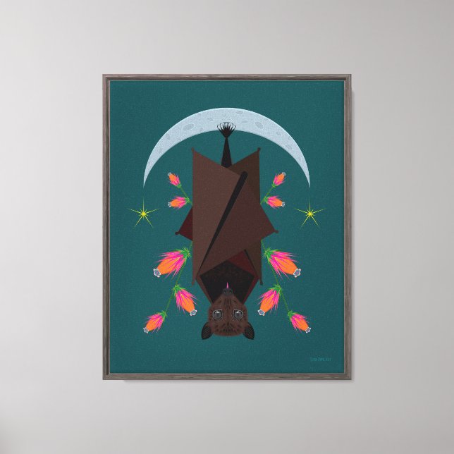 Flying Fox Teal 16x20 Stretched Canvas Giclée (Front)