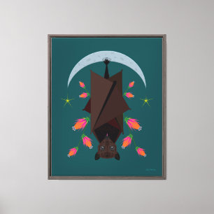 Flying Fox Teal 16x20 Stretched Canvas Giclée Print