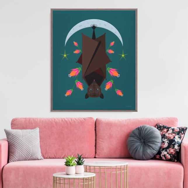 Flying Fox Teal 20x24 Stretched Canvas Giclée (Insitu(LivingRoom))