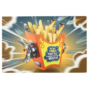 Flying French Fries Jetpack Metal Print