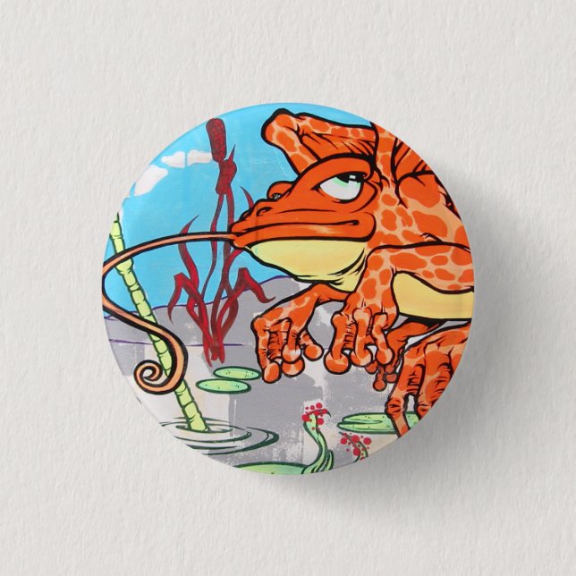 Flying Frog Pinback Button (Front)
