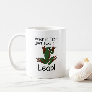Flying Frog Taking A Leap When In Fear Funny Coffee Mug