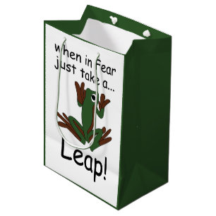 Flying Frog Taking A Leap When In Fear Funny Medium Gift Bag