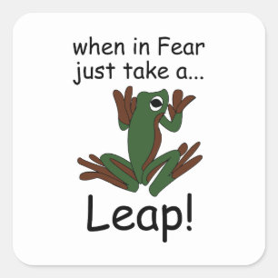 Flying Frog Taking A Leap When In Fear Funny Square Sticker