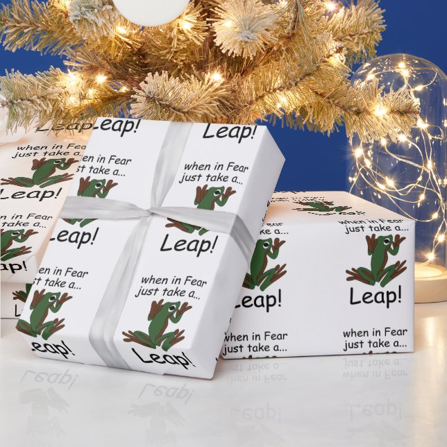 Flying Frog Taking A Leap When In Fear Funny Wrapping Paper (Holidays)