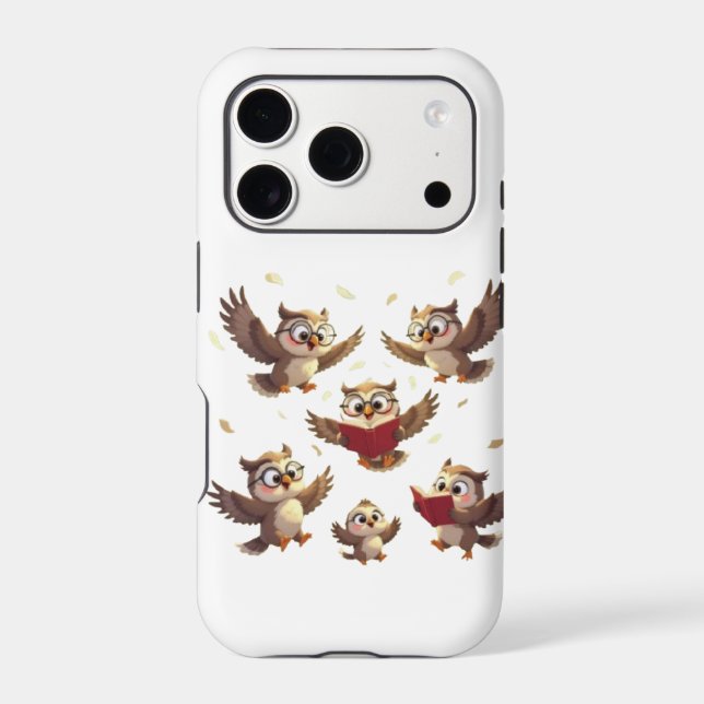 "Flying Funny Owls – Disney Cartoon Style" iPhone Case (Back)