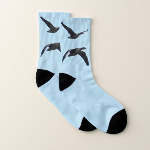 Flying Geese Close Up Cust BG Blue Socks