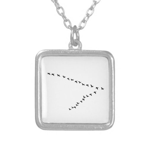 Flying Geese V Formation Silver Plated Necklace
