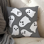 Flying Ghost Gray and White Halloween Throw Pillow<br><div class="desc">Celebrate Halloween in style with this cute throw pillow featuring a pattern of spooky flying ghosts. Two-sided design in black,  white,  charcoal gray,  and light gray colors.</div>