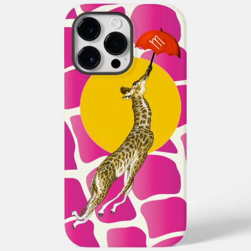 Flying Giraffe Red Umbrella Brown Giraffe Pattern Case_Mate iPhone 14 Pro Max Case