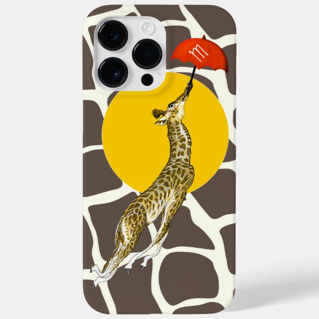 Flying Giraffe Red Umbrella Brown Giraffe Pattern Case-Mate iPhone Case (Back)