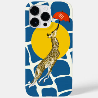 Flying Giraffe Red Umbrella Brown Giraffe Pattern Case-Mate iPhone 14 Pro Max Case