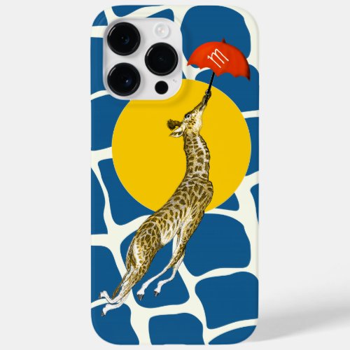 Flying Giraffe Red Umbrella Brown Giraffe Pattern Case_Mate iPhone 14 Pro Max Case