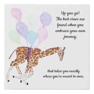 Flying Giraffe with a quote Faux Canvas Print