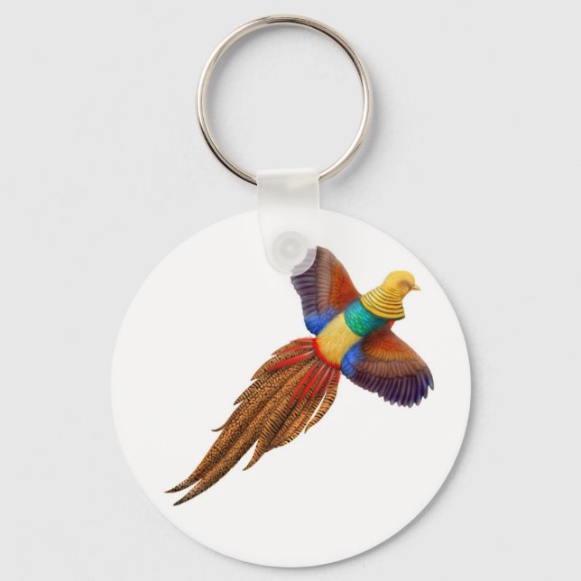 Flying Golden Pheasant Keychain (Front)