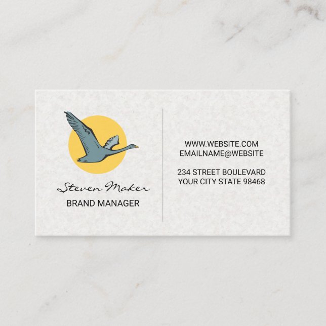 Flying Goose Icon | Paper Texture Background Business Card (Front)