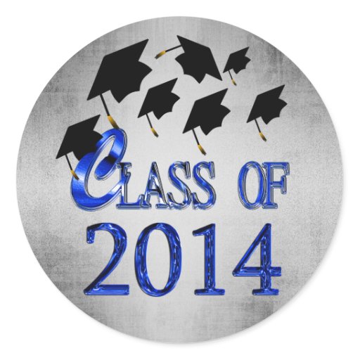 Flying Graduation Hats Blue Class Of 2014 Stickers | Zazzle