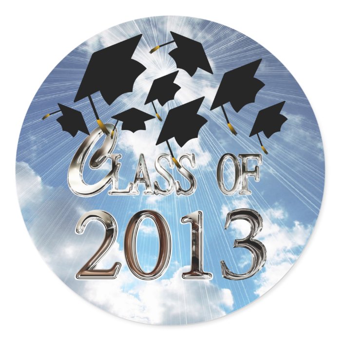 Flying Graduation Hats Class Of 2013 Stickers