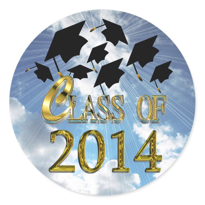 Flying Graduation Hats Class Of 2014 Stickers