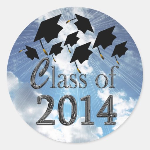 Flying Graduation Hats Class Of 2014 Stickers | Zazzle