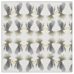 Flying Gray Cockatiel Parrots Fabric