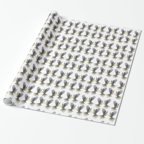 Flying Gray Cockatiel Parrots Wrapping Paper